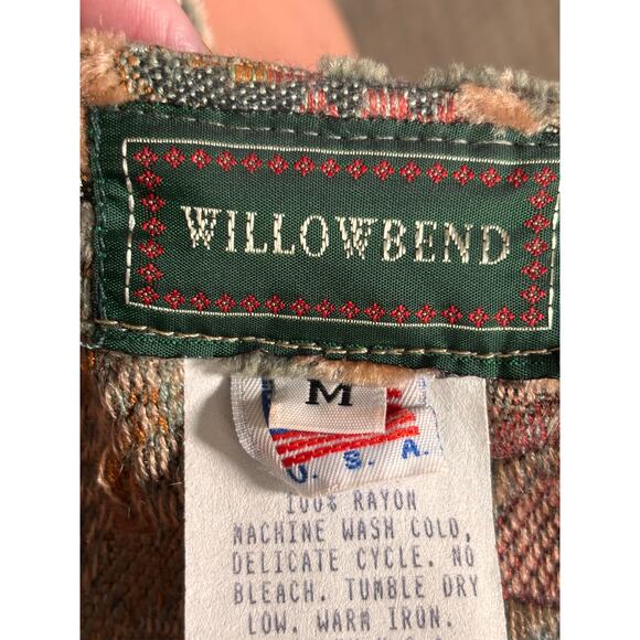 Vintage 90s Willowbend Floral Tapestry Vest Brown Rust Green Western Medium - Picture 6 of 9